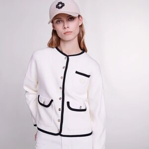 NWT Maje 224 Margot Knit Cardigan in Ecru White